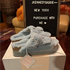 New Birkenstock Blue Sandals Plush Comfort